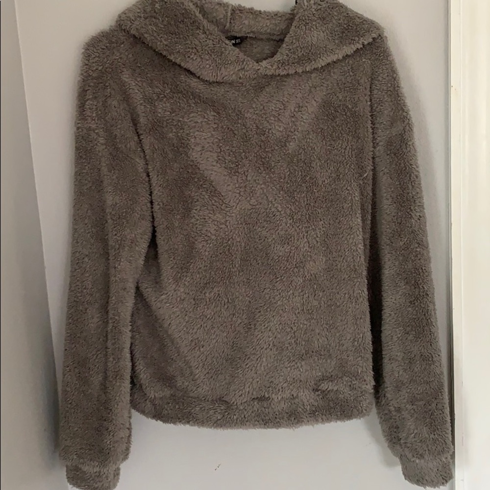Shein Gray Teddy Hoodie